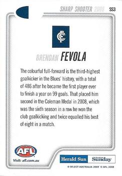 2009 Select Herald Sun AFL - Sharp Shooters #SS3 Brendan Fevola Back